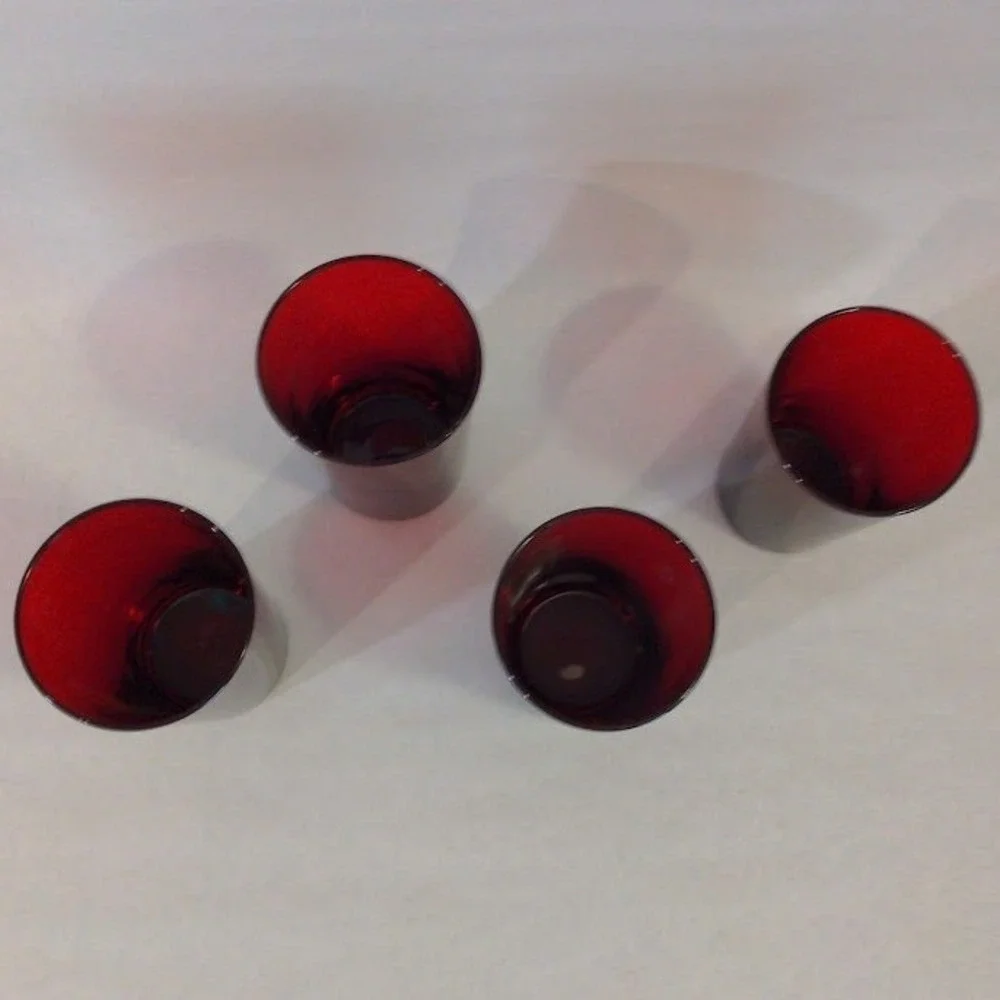 Anchor Hocking Royal Ruby Red Glass Tumblers Set of 4 MCM 12 oz Vintage